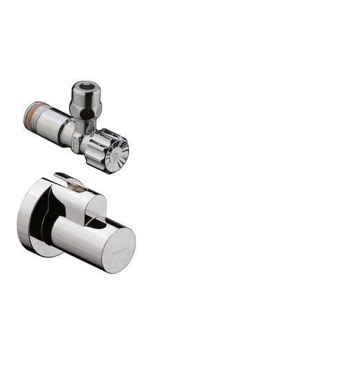 Hansgrohe-HG-Eckventil-mit-Schuber-Abgang-G-3-8-Edelstahl-Optic-13954800 gallery number 1